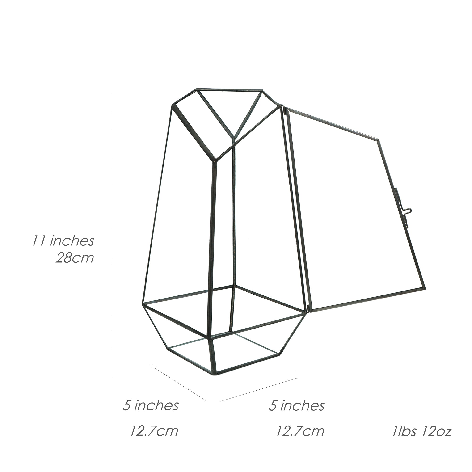 Indoor Plant Geometric Glass Vessel Container for Succulent Moss Plant Terrarium, 11 inch High