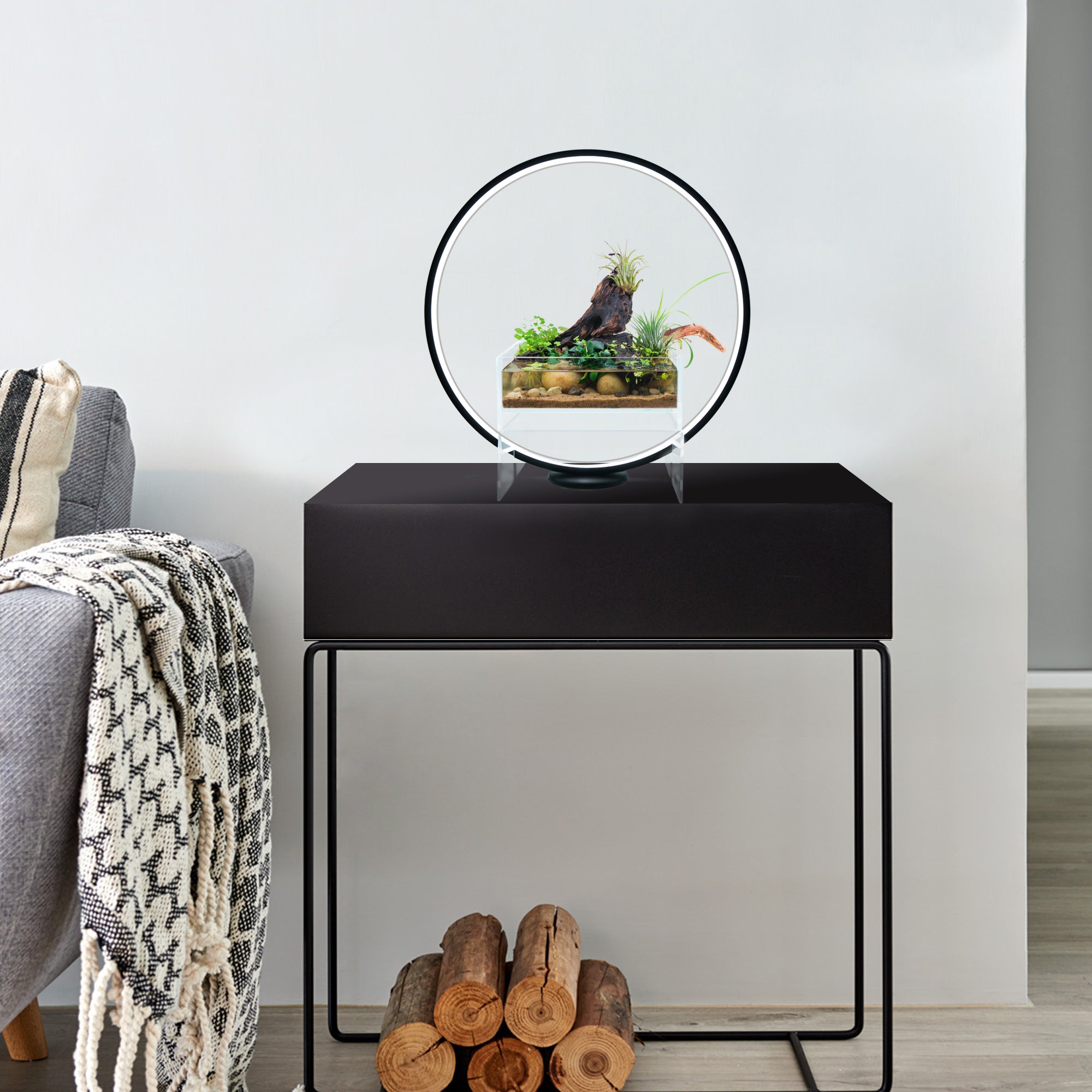 Circle Full Spectrum Plant Grow Light w/ Display Stand, for Nano Aquarium, Bonsai, Potted Plants