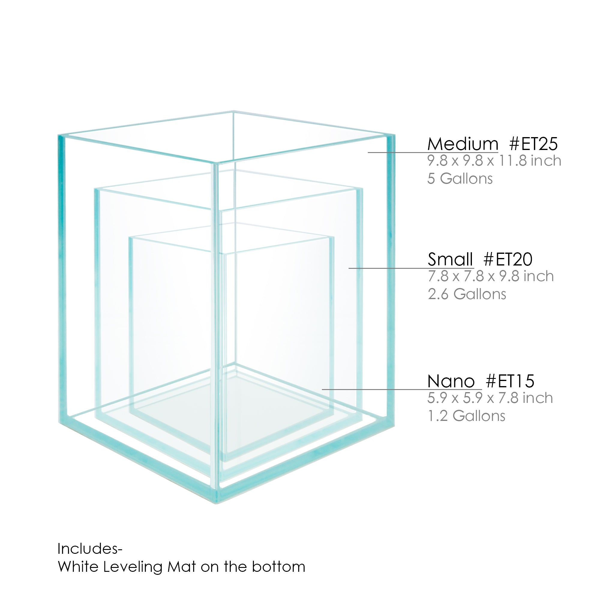 1.2 Gallon Nano Tall Rimless Frameless All Glass Aquarium, Low iron Rimless Glass Tank, 20X15X15cm, 5mm Glass