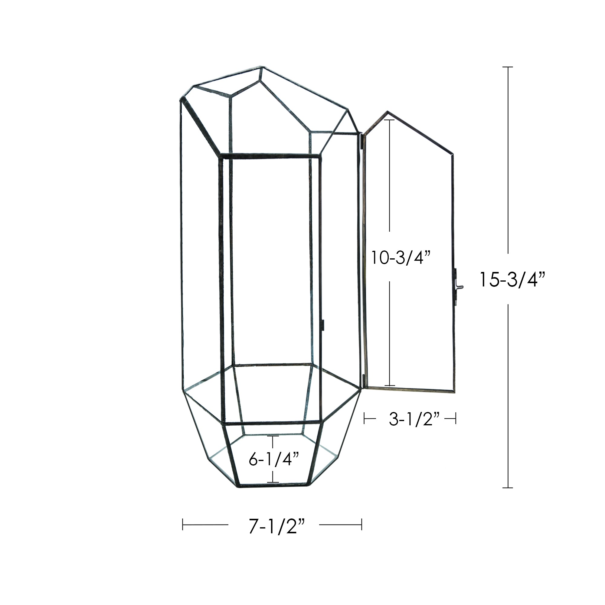 Indoor Plant Geometric High Glass Vessel Container for Succulent Moss Plant Terrarium, 15.75 inch High